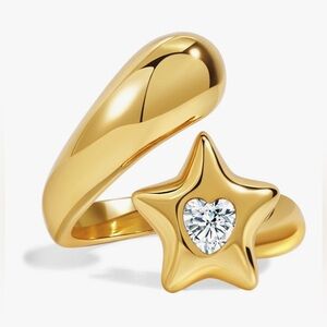 Gorgeous Dillards 14KT Gold Dip Teardrop Star Topaz Heart wrap Ring 8